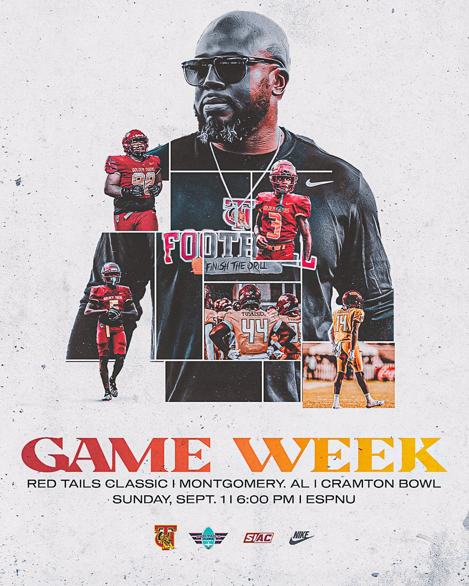 🏈 Game week is here! The Red Tails Classic kicks off at the Cramton Bowl in Montgomery on Sunday at 6 p.m. on ESPNU! See you at the game! 🙌🔥 

#RedTailsClassic l #CramtonBowl l #ESPNU
