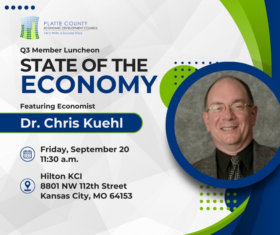 Registration is now open for our Q3 Member Luncheon! Join us as we host Economist Dr. Chris Kuehl for our State of the Economy.

🗓️ Friday, September 20th
🕒 11:30 AM
📍 Hilton KCI
🔗 Register HERE: bit.ly/4fXRmgG

Space is limited, so secure your spot today!