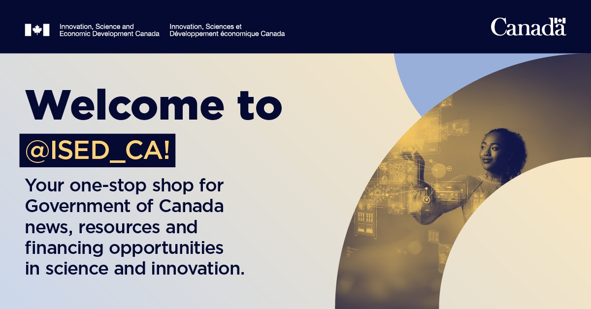 ISED_CA's tweet image. (1/5) Hey #CdnInnovators, #CdnResearchers, #CdnScientists!
Welcome to your new one-stop shop for #GC news, resources and financing opportunities!
Check out this thread for an overview of what we can do for you: