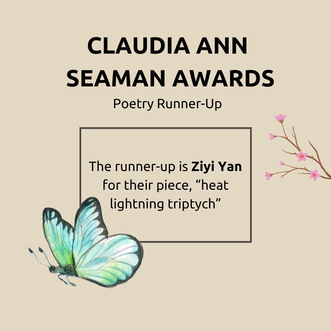 polyphonylit's tweet image. A round of applause for our poetry winners in the 2024 Claudia Ann Seaman Awards! This year's winner in poetry is Sam Luo, and the runners-up are Lilirose Luo and Ziyi Yan. Thank you so much to judge Diego Báez. Congratulations all!