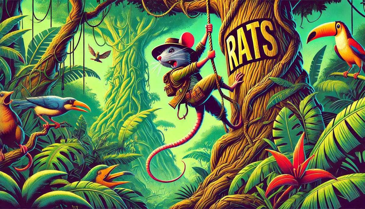 RatsSolCoin's tweet photo. Jungle adventure, little $rats explorer, guided by the $RATS sign, accompanied by birdsong and flowers, full of fun and excitement! 
$RATS $MEME #BLINK #NFT #SOL https://t.co/oKEZSOShWL