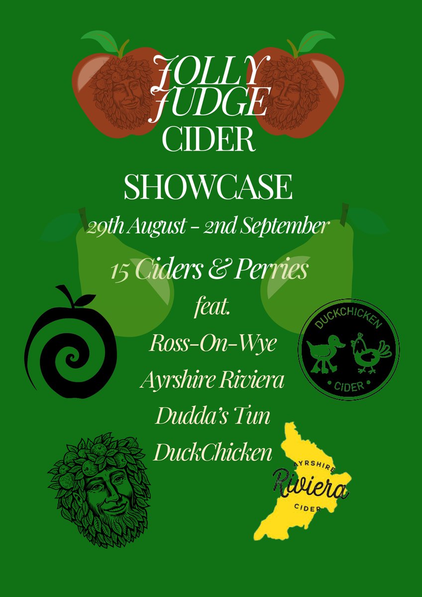 Starting this Thursday we are showcasing 15 ciders from four different regions of the UK: <a href="/CiderRiviera/">Ayrshire Riviera Cider</a>, <a href="/RossCider/">Ross Cider</a>, <a href="/DuddasTunCider/">Dudda's Tun Cider</a> &amp; @DC_cider 
This will also coincide with the launch day of Ross-On-Wye's Raison D'Etre
facebook.com/events/8205066…