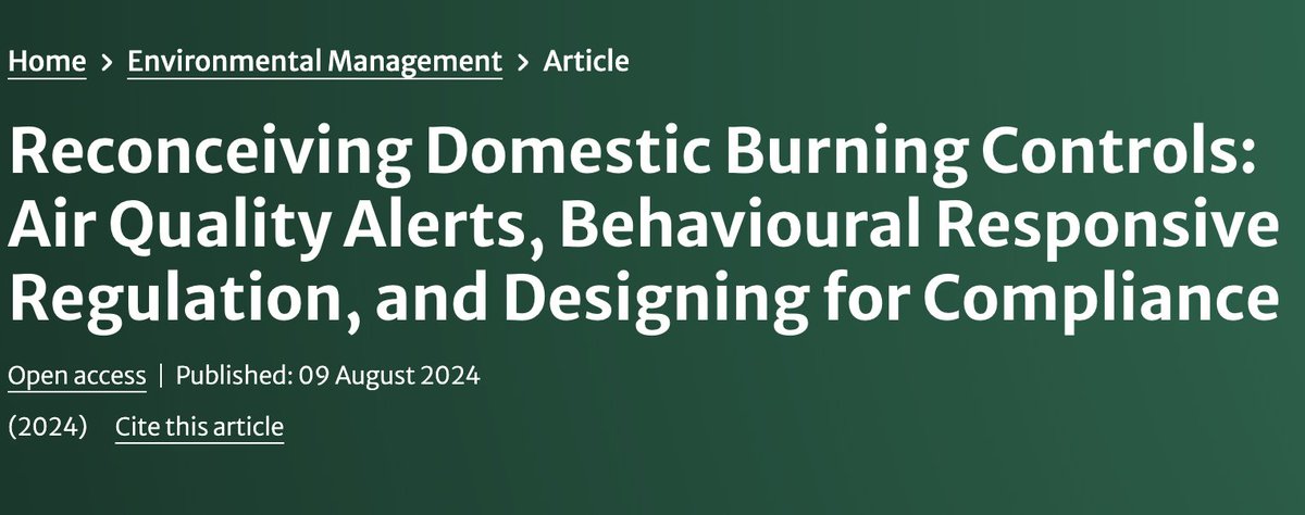 MumsForLungs's tweet image. A new paper investigates a voluntary burn alert system for wood burners. 

Of those in receipt of an alert, 74% reduced burning frequency or burned for a shorter duration. 

What do you think - good idea or not? 
#WoodBurning #EcoStove #AirPollution
link.springer.com/article/10.100…