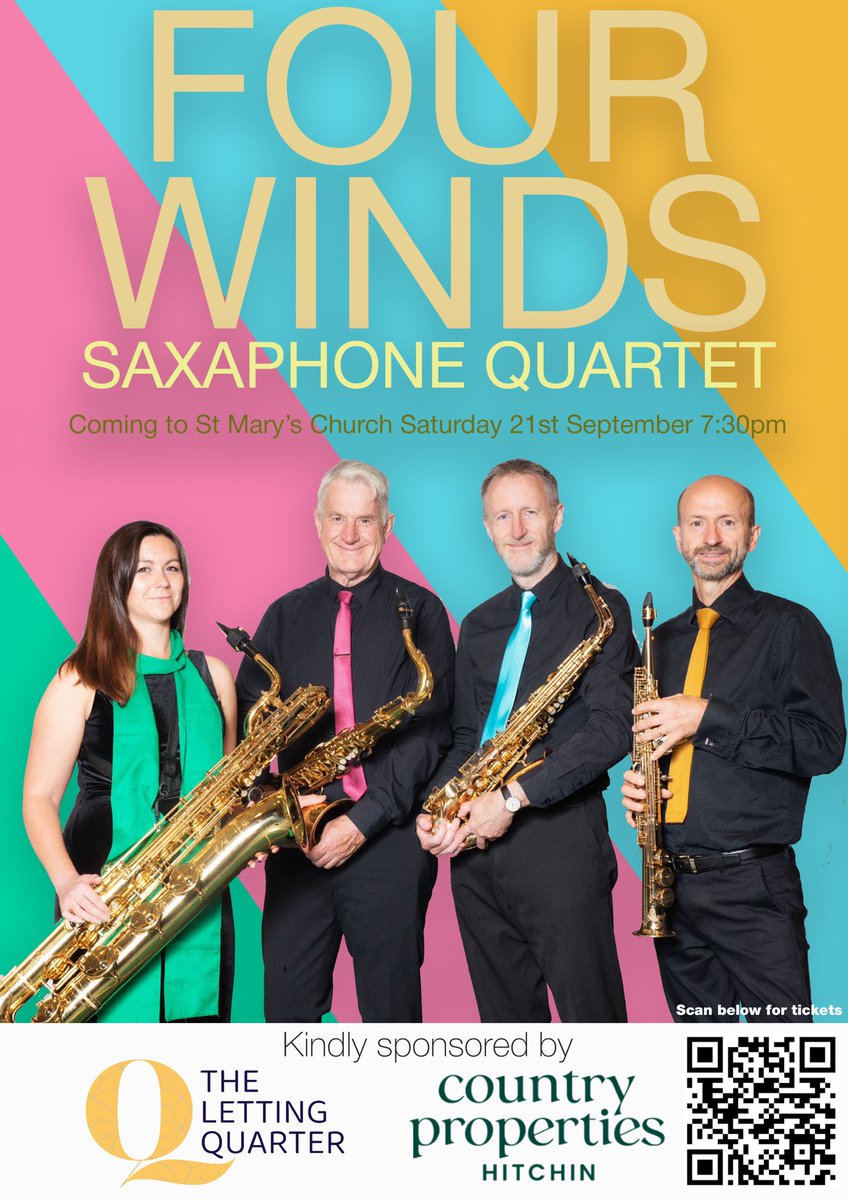 As our amazing Flower Festival weekend approaches look out for details of some of the highlights. This concert by the superb Four Winds Saxophone quartet will be truly memorable in the setting of the stunning displays &amp; with St Mary’s superb acoustics! Don’t miss it!