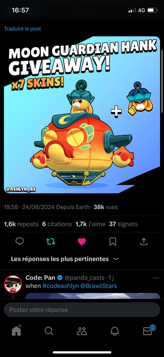 Aplioxw's tweet photo. @ashlyn_bs @panda_casts #codeashlyn when @BrawlStars https://t.co/CQ76BIAnTA
