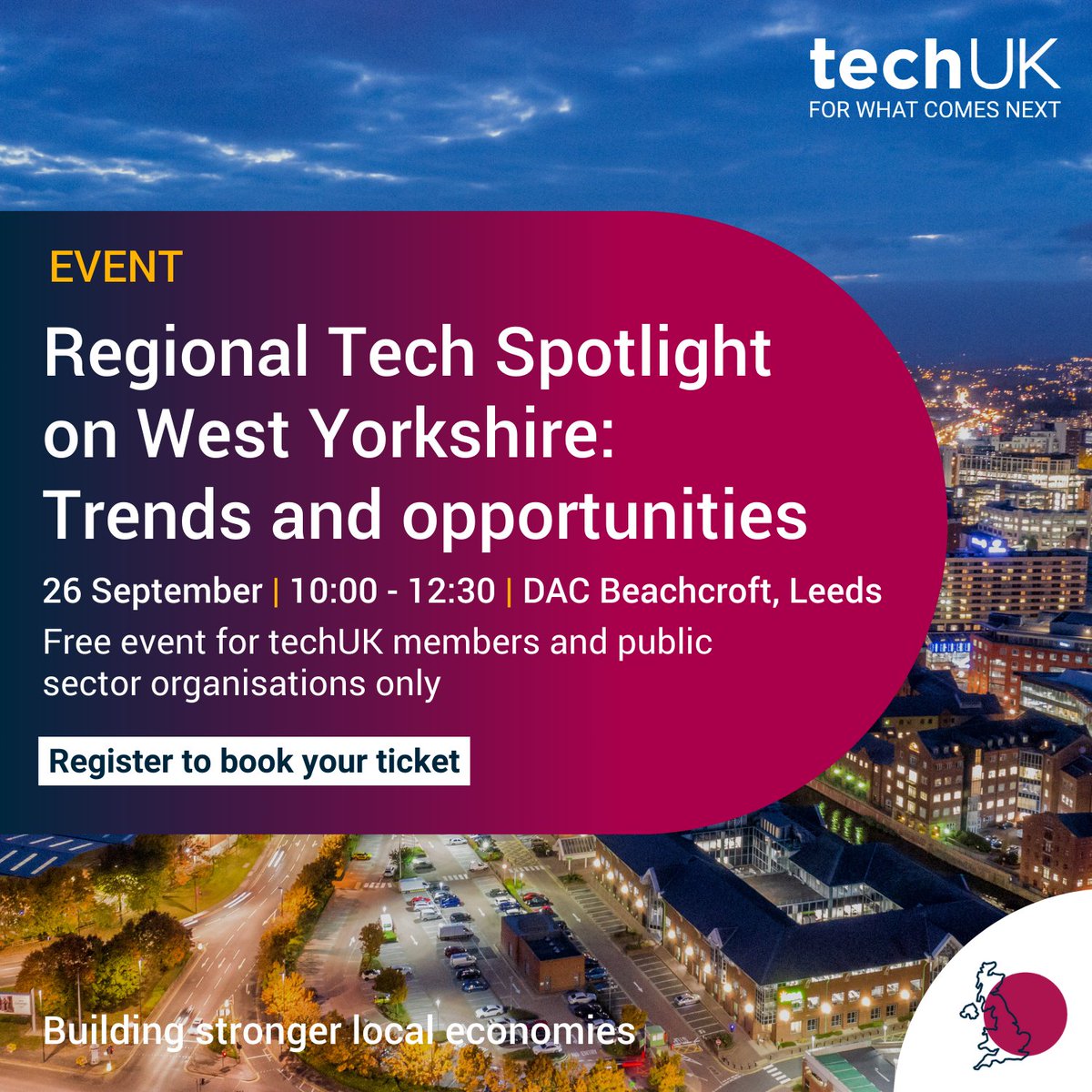 techUK's tweet photo. π Join #techUKLPS for a better understanding of the current landscape, latest technology and procurement trends for West Yorkshire.
π« Register here: https://t.co/KJW9QZVRXA
#LocalGovernment #LocalDigitalIndex #StrongerTechEconomies https://t.co/Em9NYJJEwn