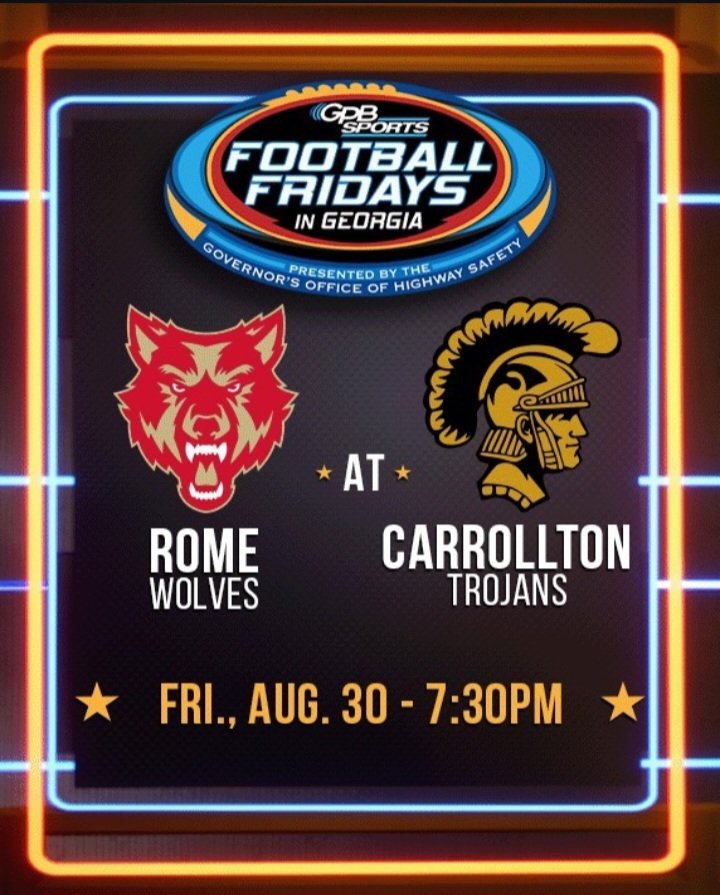 AllRomeWolves's tweet photo. BIG GAME THIS FRIDAY
AUGUST 30TH 2024
7:30 pm ( @ Carrollton High School )
@GPBsports @__AustinButler @NwGaFootball @RecruitGeorgia https://t.co/MZES1SSXuh