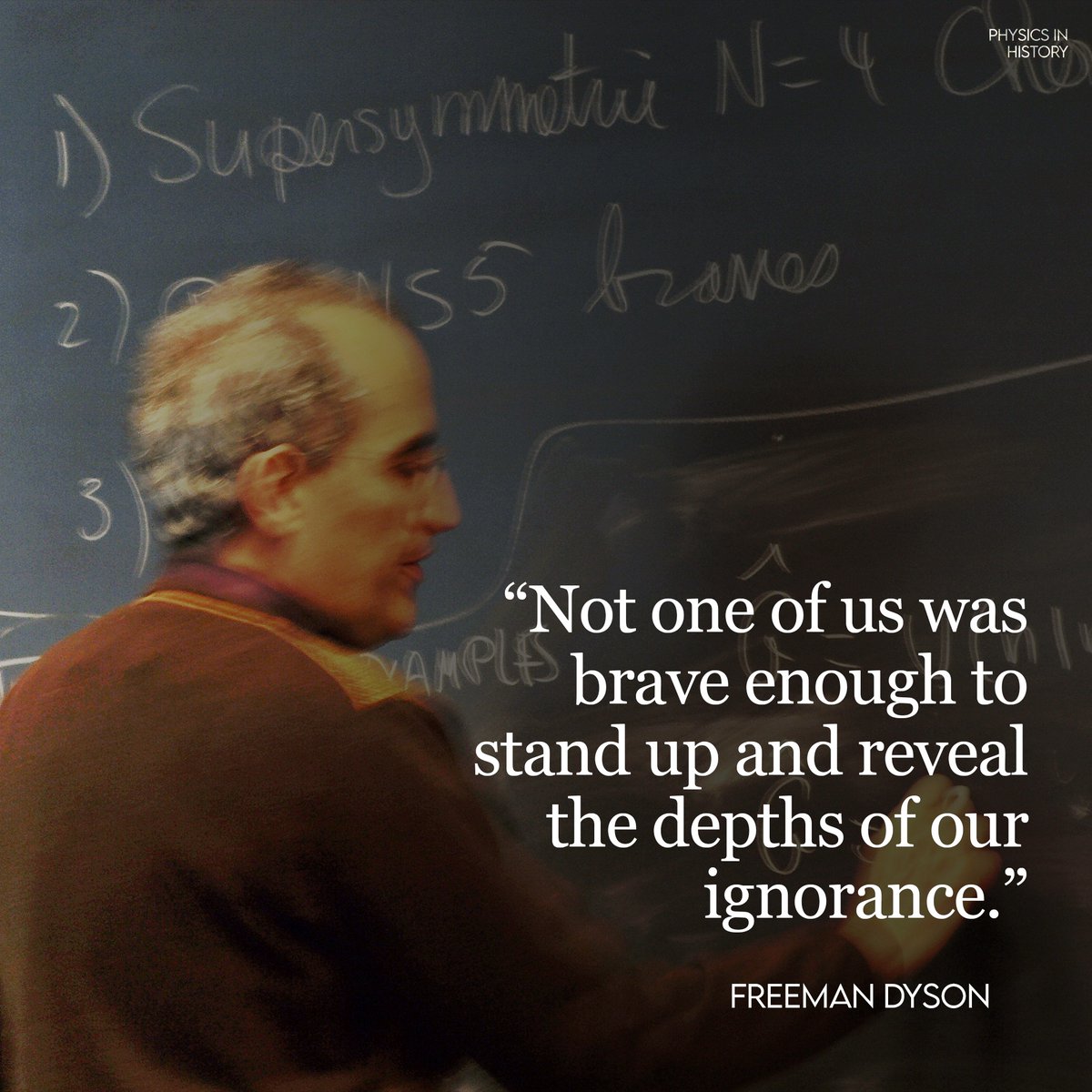 Freeman Dyson recalls Witten's Iconic 1985 Lecture ✍️

In the spring of 1985 Ed Witten, one of the most brilliant of young physicists at Princeton University, announced that he would give a talk. ...it was clear that this talk would be an extraordinary occasion. ...our seminar
