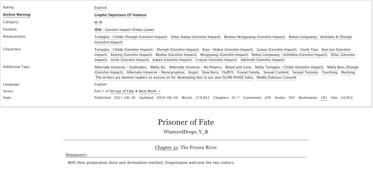 yushi_writes's tweet photo. #ChiLi / #TartaLi (centric) fic update~ (E)          
--              
"PoF" - Chapter 41        
With their preparation done and destination reached, Dragonspine welcome the two visitors.
-- https://t.co/5t5KBUUTHo