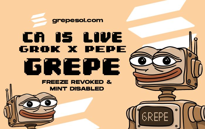 SOLGREPE's tweet photo. $GREPE CA is official.
Full Revoke &amp; ready to go. ✅

2GZFuQ539SmUCf1sza3xvx5zQfT552XRvWV55qyvFny1

⚠️Keep notifications on!🚀

https://t.co/LOCEr99jov

#GREPE #Solana #PEPE #GROK #GROK2 #Pepecoin #SOL #cryptocurrency #Launching #Moonshot #SolanaProjects https://t.co/32v6hNQ7G2