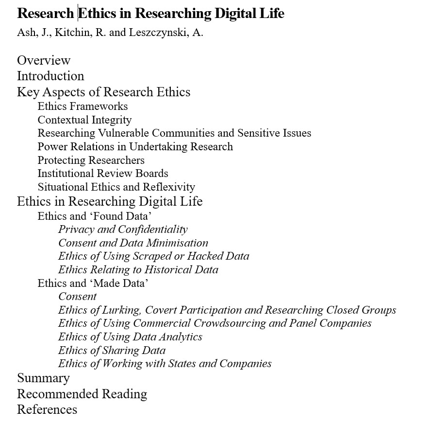 Rob Kitchin (@robkitchin) on Twitter photo Research Ethics in Researching Digital Life. OA chapter by James Ash, <a href="/agaleszczynski/">agnieszka leszczynski</a> and <a href="/RobKitchin/">Rob Kitchin</a>. An overview of key issues and practical advice mural.maynoothuniversity.ie/18774/ Research Ethics in Researching Digital Life. OA chapter by James Ash, <a href="/agaleszczynski/">agnieszka leszczynski</a> and <a href="/RobKitchin/">Rob Kitchin</a>. An overview of key issues and practical advice mural.maynoothuniversity.ie/18774/
