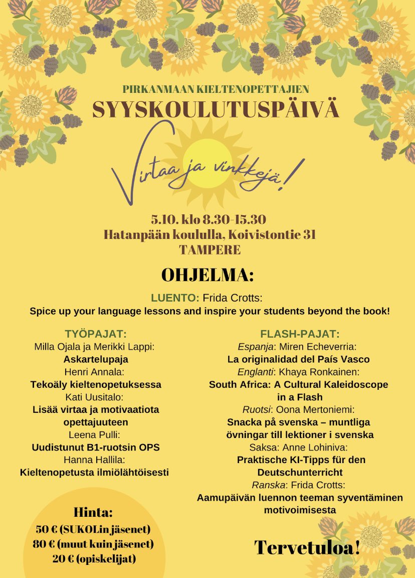 _pkory_'s tweet photo. Virtaa ja vinkkejä! Tule mukaan koulutukseen 5.10.24 Tampereelle. https://t.co/2hjVawPbDf
