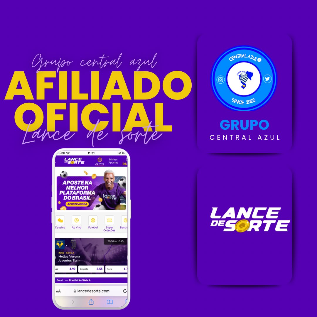 CENTRALAZUL__'s tweet photo. AGORA É OFICIAL!💜

O grupo Central Azul agora faz parte do time @lancedesorte, casa de apostas que tem a melhor plataforma do Brasil o saque mais rápido é as melhores cotação do mercado, com a Sa Esportes o melhor sistema do Brasil.

GRUPO CENTRAL AZUL + LANCE DE SORTE!🤩💜 https://t.co/qoSDlILMWG