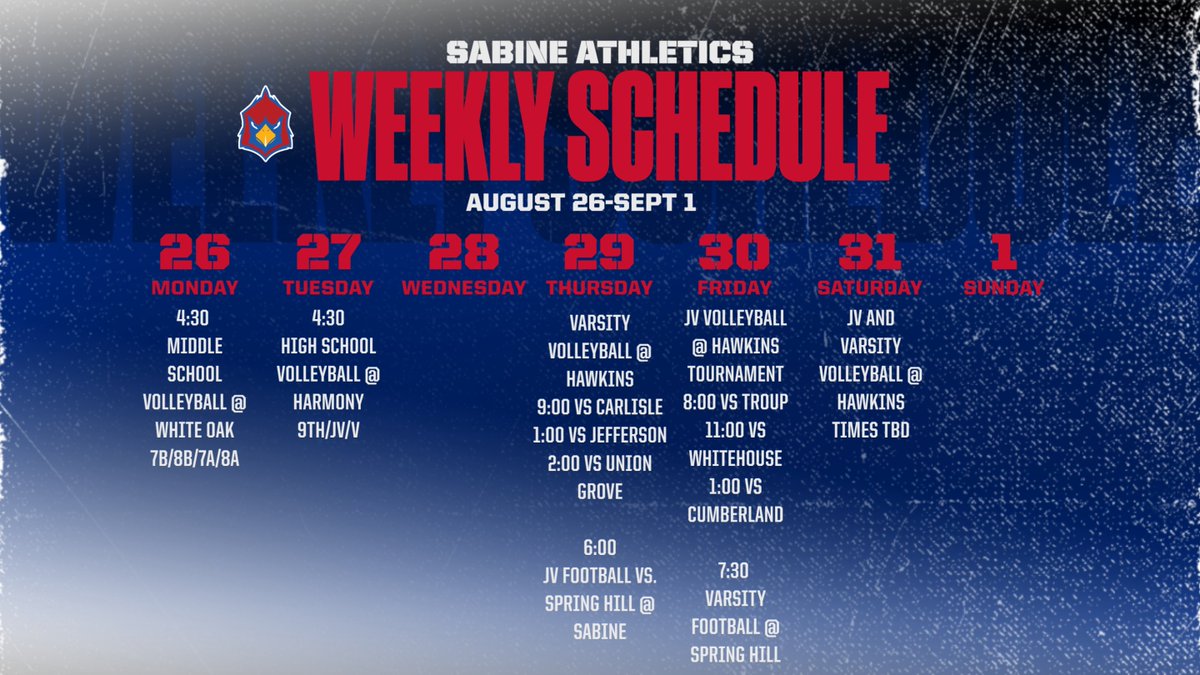 SabineCardinals's tweet photo. WE HAVE A LOT OF CARDINAL AND LADY CARDINAL ACTION THIS WEEK! 
online tickets only for Tuesday Volleyball @ Harmony
link: https://t.co/dmvcgoqigJ

online tickets only for Varsity Football Friday @ Spring Hill
link: https://t.co/Te9mP7SWwo https://t.co/vcfojurFqS