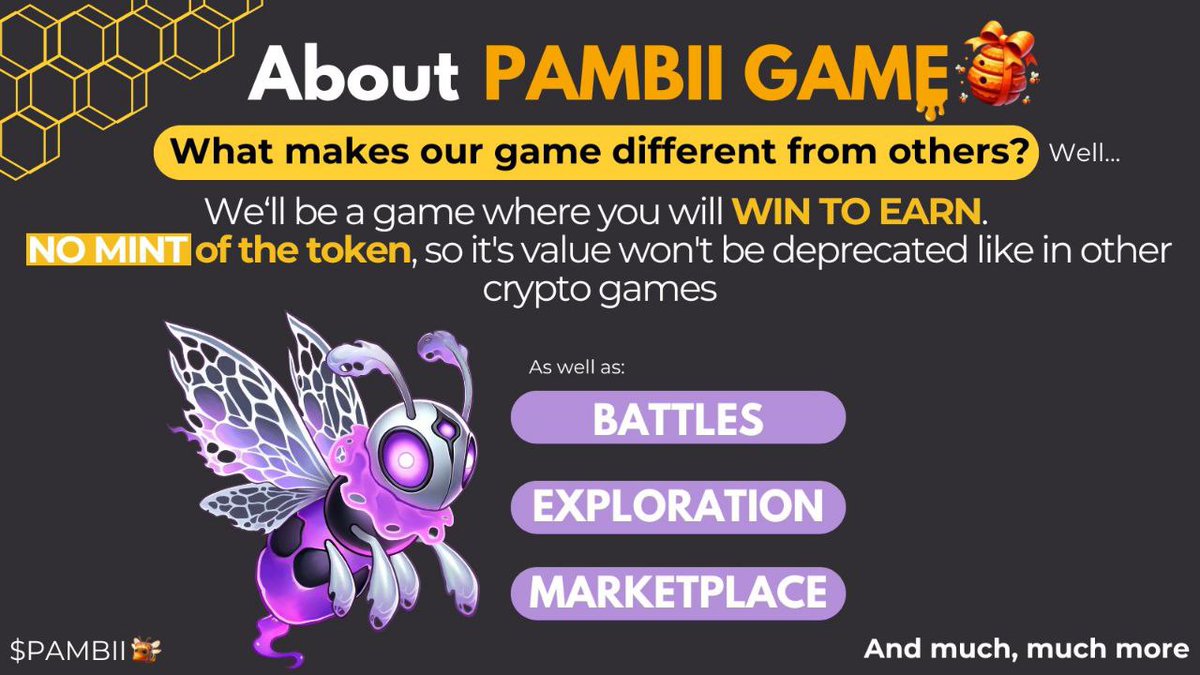 nmalpha052's tweet photo. The buzz is real! 🐝 🔥 

PAMBIIONIC is coming in hot with some seriously BEE-yond cool features.

Think about Battle, Exploration, Marketplace!

Stay tuned for the epic reveal! 👻🔥 

#web3gaming $PAMBII https://t.co/Y4et7eAR8a