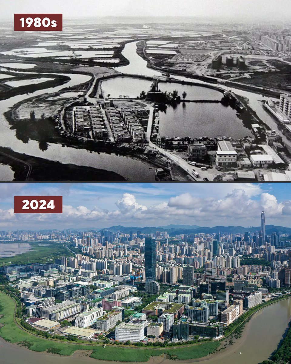 Hace 44 años, China estableció la Zona Económica Especial de Shenzhen.  La reforma y apertura de China ha convertido un pequeño pueblo pesquero en una metrópolis internacional. 44年前的今天，中国建立深圳经济特区。中国的改革开放，让一座小渔村成为国际化大都市。