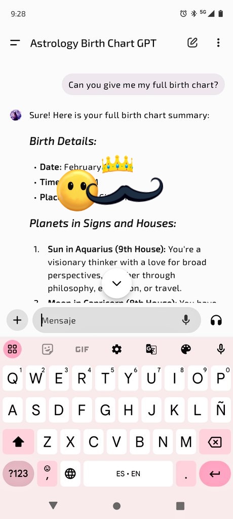 MSXd's tweet photo. Que loco que ChatGPT puede darte tu carta astral. https://t.co/h161Gu2Szu