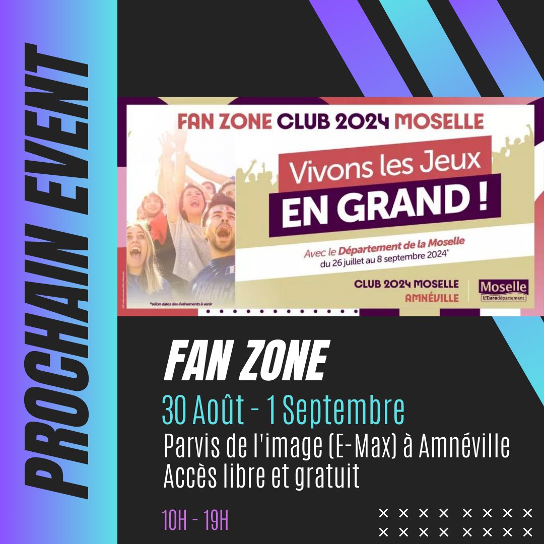 📢 Nouvel événement en approche

Nous vous donnons rendez-vous aux #JeuxParalympiques sur la Fan Zone du <a href="/MoselleCD57/">Département Moselle</a> les 31 Août &amp; 1er Septembre au Parvis de l'image (E-Max) à Amnéville Cité des Loisirs 🦾🔥