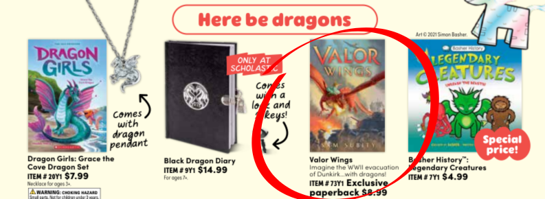 My book in the Scholastic catalog = priceless. 🤩VALOR WINGS in 3 weeks on 9/17!!