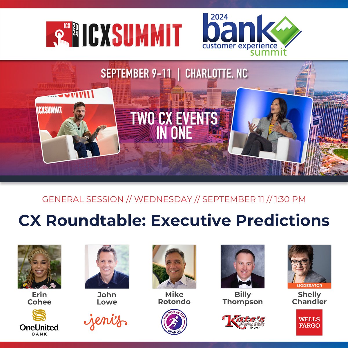 ICXsummit's tweet photo. #ICXsummit 2024 will wrap up with this heavy-hitter panel of industry thought leaders sharing their insights on what it will take to create an amazing #customerexperience in 2025 and beyond. @oneunited @jenisicecreams @katesonline @WellsFargo https://t.co/vfDqUj2Knv