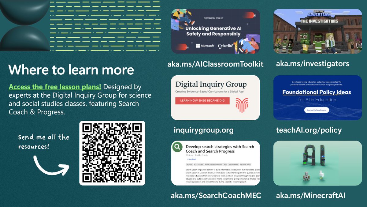 Thank you <a href="/em_gray2/">Emma Gray</a>, <a href="/joelbreakstone/">Joel Breakstone</a>, and <a href="/samwineburg/">Sam Wineburg</a> for an insightful "Information Literacy in the Age of AI" webinar today.
<a href="/MicrosoftEDU/">Microsoft Education</a> #MIEExpert #digitalliteracy #informationliteracy #AI 

Webinar resources: forms.office.com/Pages/Response…