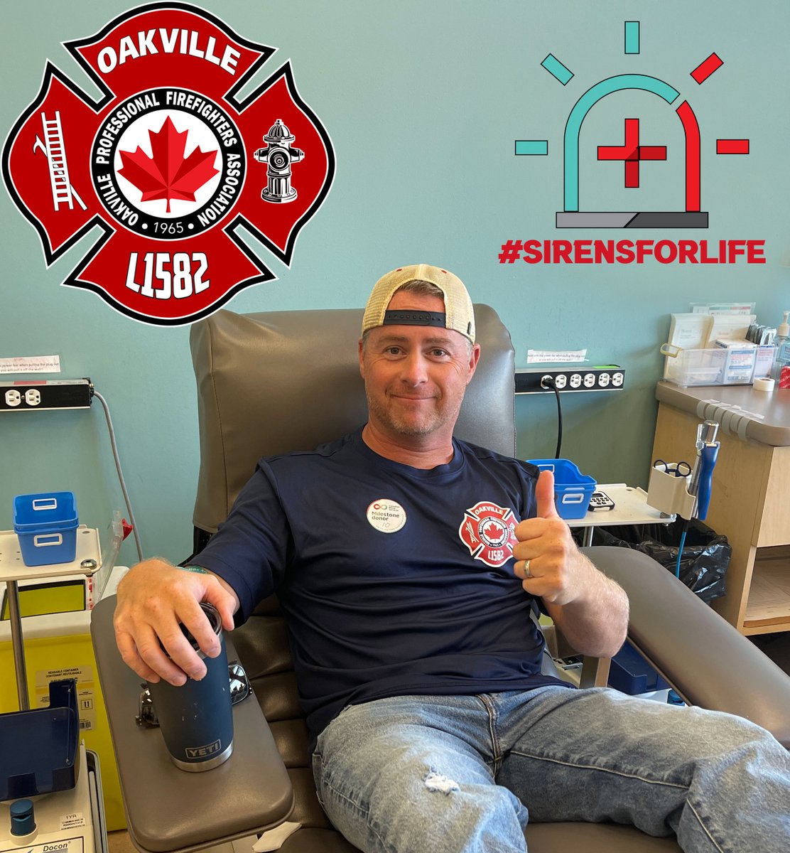 Continuing our #Sirensforlife campaign today!  Download the GiveBlood app and book an appointment today to help save a life.  It couldn't be easier!  The #SirensforLife campaign is ending on September 2nd.  Still lots of time for our members to donate! <a href="/CanadasLifeline/">Canadian Blood Services</a> <a href="/opffa/">OPFFA</a>