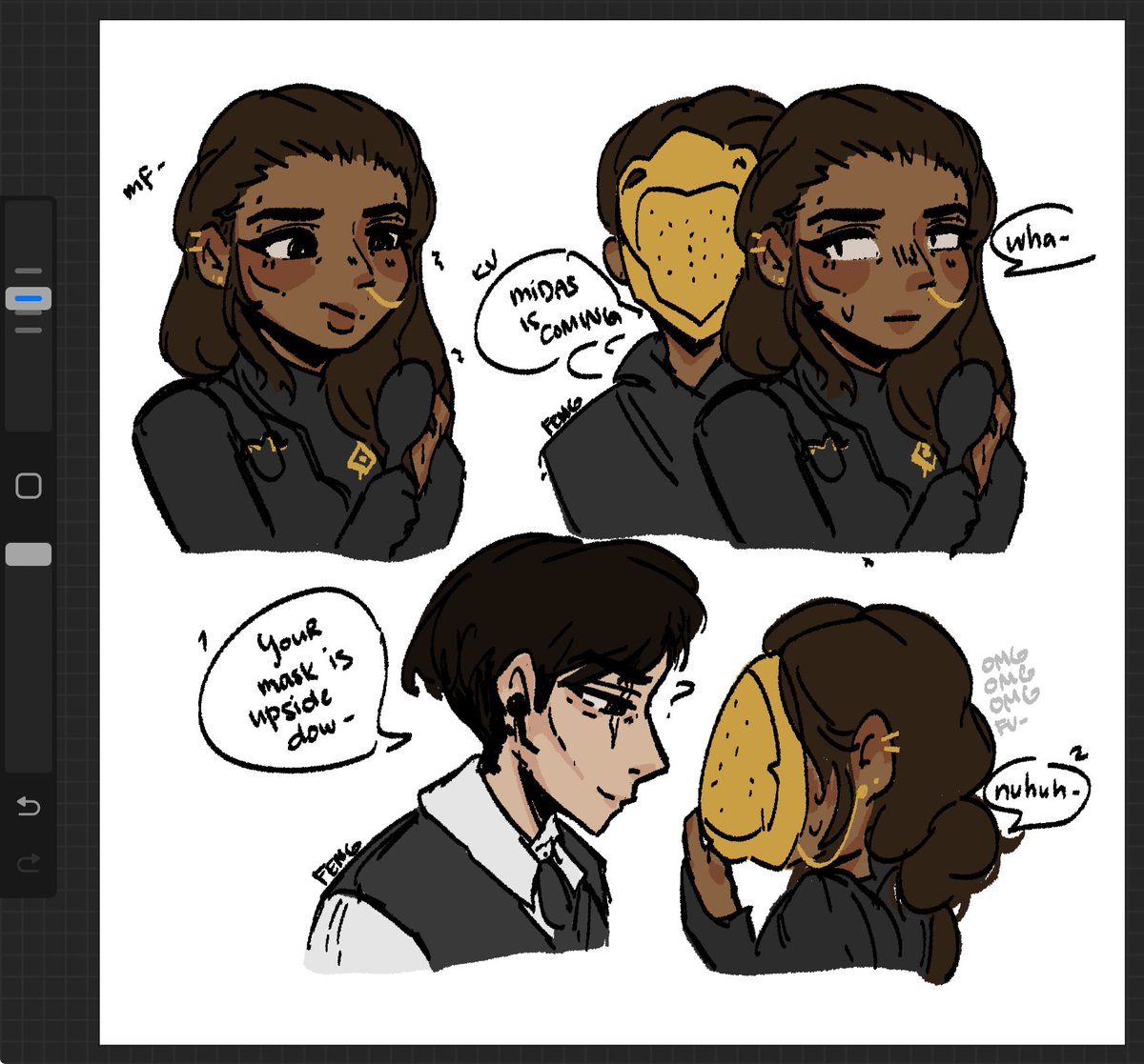 nomorefeng's tweet photo. doodles i made of nisha being free from her toxic yuri phase n being paired w midas, pls dont pitchfork me.. #fortniteart #nishafortnite #nisha #midas #midasfortnite and ig #kavel #kavelfortnite 😔🌻 https://t.co/czHfGLUYi4