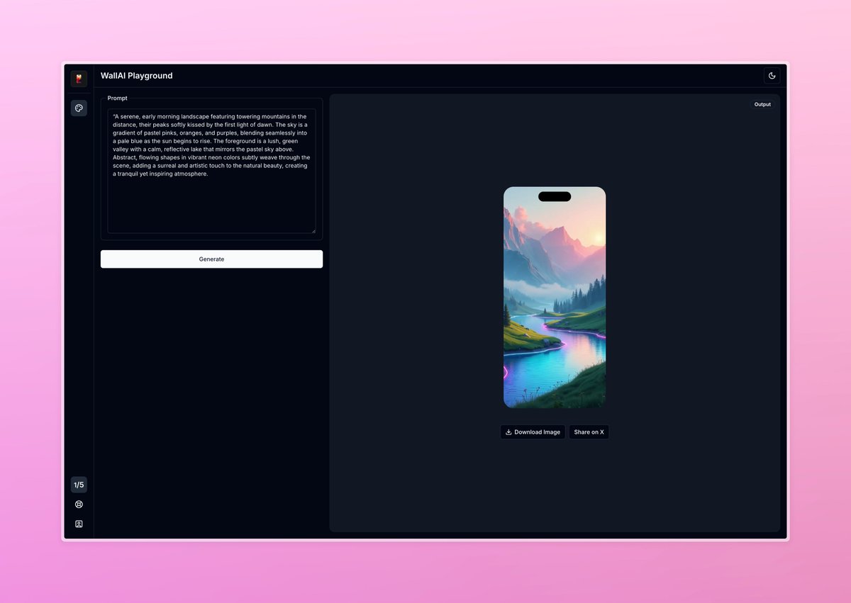 usewallai's tweet photo. Day #2 - 🕗 #buildinpublic #WallAI

➤ Shifted focus to mobile devices only 📱.
➤ Enabled downloading 📥 and sharing on X.
➤ Dark mode 🌙 is live! https://t.co/YzGPhR8UWc
