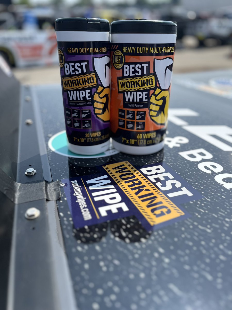 BestWorkingWipe's tweet photo. We are thrilled to have been a part of the action at the Milwaukee Mile as a product sponsor for Thad Moffitt!
#industrialsupply #newproduct #nascar #racing #mechanic #paint #jansan #towel #wipe #workingwipes #cleaning https://t.co/QHDuBPUMt4