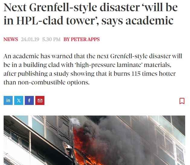 As another HPL building goes up in flames, a reminder that this did not come as a surprise. With the right political will, tough enforcement and building owners who really cared about safety, these blocks would have been made safe years ago 

insidehousing.co.uk/news/next-gren…