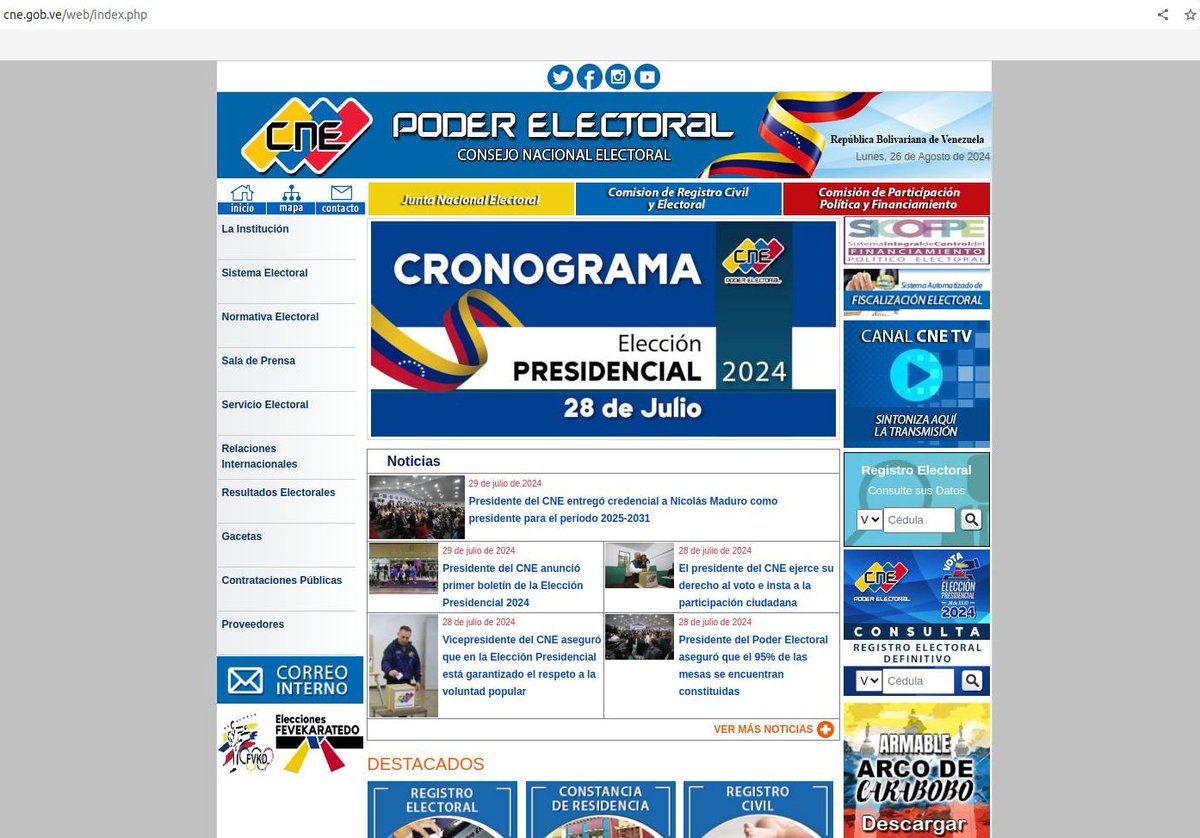 lubrio's tweet photo. La página web del CNE https://t.co/QLFweXpC3Z vuelve a estar en línea. https://t.co/ODtlyKbW4x