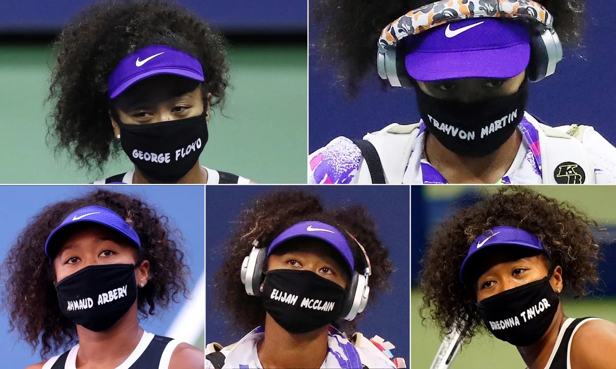 RENAWlLLlAMS's tweet photo. the us open being back reminds me how powerful this was 🥲 naomi osaka was so iconic for this ✊🏾 https://t.co/ruetRqcRGY