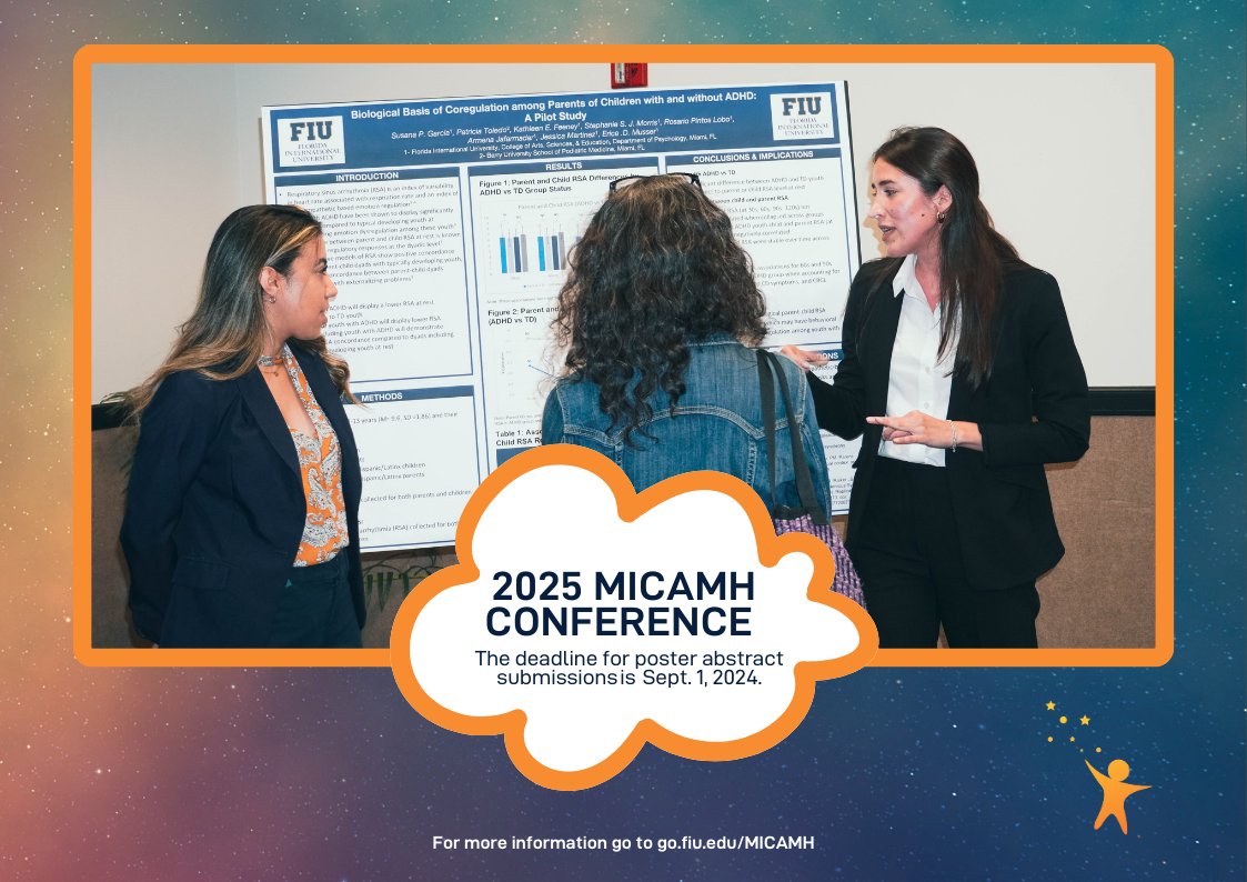 2025 MICAMH is accepting abstract submissions for poster presentations until Sept. 1, 2024!🌟Submit your research on clinical child &amp; adolescent psychology, including evidence-based assessment, prevention, treatment, etiology, and more.