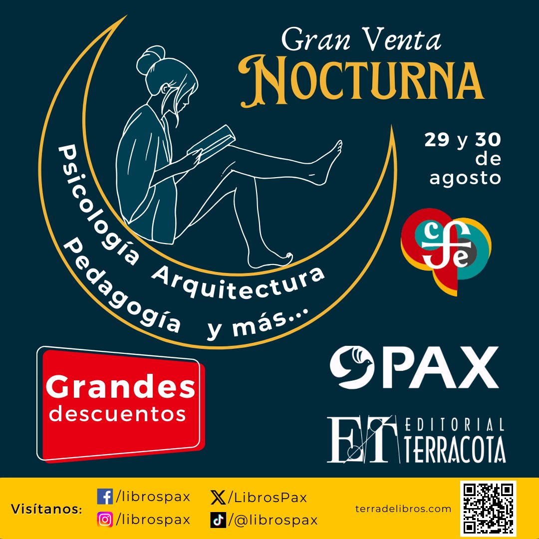 Pax (@librospax) on Twitter photo 😄📚 ¡Estamos #emocionados! ¿Y ustedes? Solo faltan 3 días para aprovechar los increíbles #descuentos de la #VentaNocturnaFondoEducal! en el <a href="/FCEMexico/">Fondo de Cultura Económica</a>, ¡y claro que estaremos presentes! ✨ Aparta los días 29 y 30 de agosto en tu calendario.
#NocheDeLibrosFondoEducal 😄📚 ¡Estamos #emocionados! ¿Y ustedes? Solo faltan 3 días para aprovechar los increíbles #descuentos de la #VentaNocturnaFondoEducal! en el <a href="/FCEMexico/">Fondo de Cultura Económica</a>, ¡y claro que estaremos presentes! ✨ Aparta los días 29 y 30 de agosto en tu calendario.
#NocheDeLibrosFondoEducal