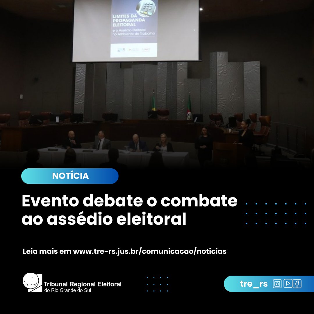 Evento debate o combate ao assédio eleitoral

📲 Leia a matéria íntegra: encurtador.com.br/qZUcX