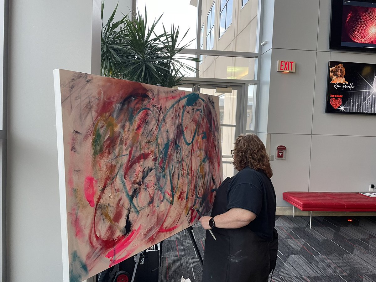 KatharineLigon's tweet image. I painted live at the University of Houston LGBTQ Alumni Network, Red Dinner , I started with a blank canvas. I painted for about 2.5 hours. This painting sold in the live auction to raise scholarship funds. #lezbehonest #whateveritistellyourstory #reddinner #uhcougars #txlege