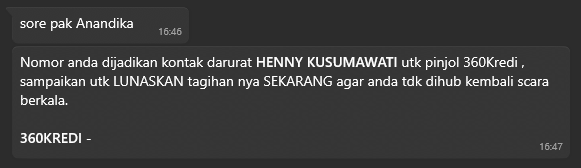 xstarlogic's tweet photo. @360Kredi_id terbukti tidak taat pada OJK. Dengan aneka alasan tidak mau menghapus nomor dan nama saya. Saya tidak pernah merasa memberikan izin kepada siapapun sebagai kontak darurat. Masih menunggu sampai 27 Aug 2024, 18:00 WIB untuk penghapusan nomor saya. cc. @ojkindonesia https://t.co/tuT3HPGfFW