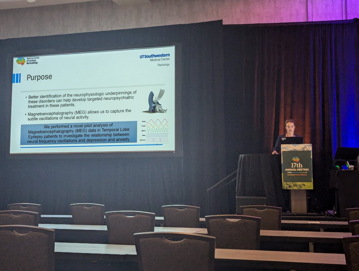 ZabeccaBrinson's tweet photo. Wonderful presentation by @EMDavenport_PhD of the exciting work by @FonsecaNatascha evaluating the use of #MEG in temporal lobe #epilepsy patients with #depression and #anxiety at #ASFNR24 #ANSIR lab
@theASFNR @UTSW_Radiology https://t.co/Az56cZ39HK