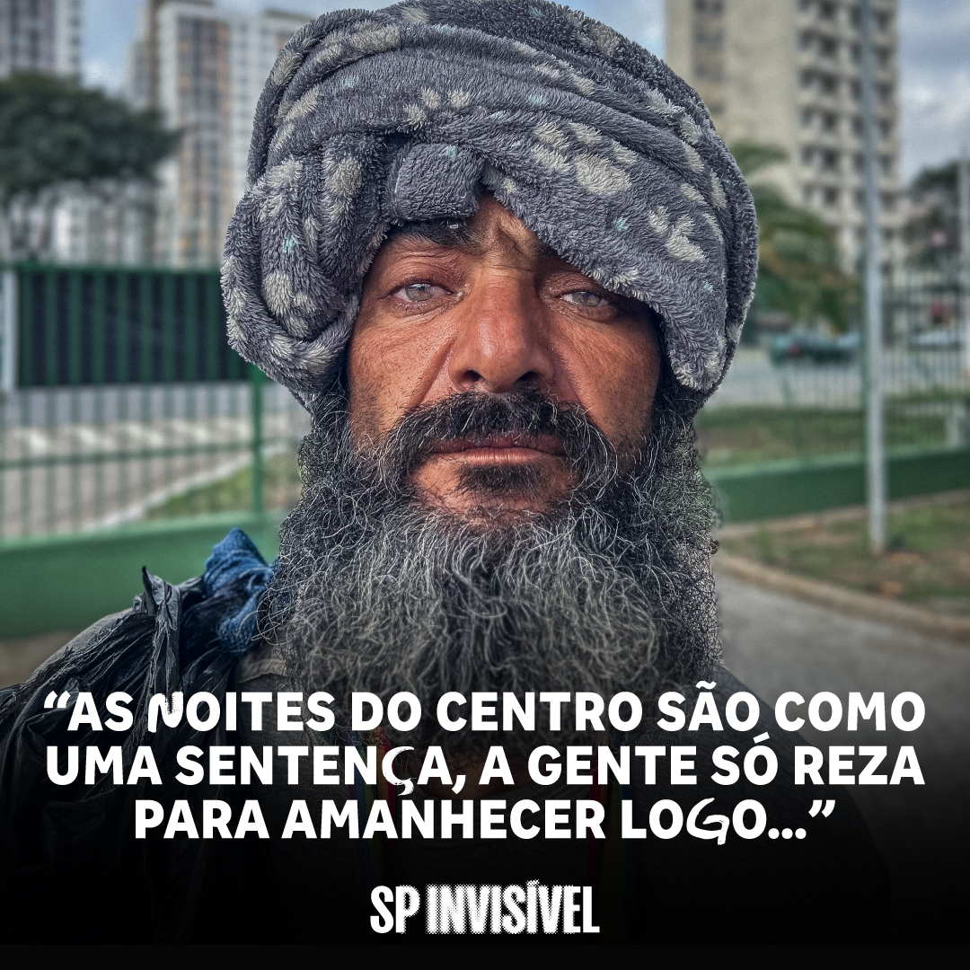 “As noites do centro são como uma sentença, a gente só reza para amanhecer logo.”

Marcelo, em situação de rua, 52 anos.
Região: Barra Funda

Comente e saiba como doar
ou doe pelo PIX
doe@spinvisivel.org

_

#populacaoderua #ong #inverno