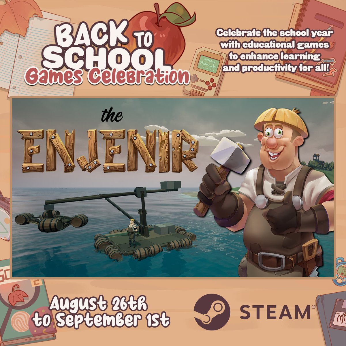 The Enjenir (@theenjenir) on Twitter photo Who says going #BackToSchool studying maths & engineering can't be fun?! Especially if "studying" involves playing "The Enjenir"👀
Jokes aside, we're super proud to be involved in this education based Steam event! Huge props to <a href="/wearemooncube/">Mooncube Games</a> & <a href="/SpiritCityLofi/">Spirit City: Lofi Sessions - PC/MacOS</a> for hosting it! Who says going #BackToSchool studying maths & engineering can't be fun?! Especially if "studying" involves playing "The Enjenir"👀
Jokes aside, we're super proud to be involved in this education based Steam event! Huge props to <a href="/wearemooncube/">Mooncube Games</a> & <a href="/SpiritCityLofi/">Spirit City: Lofi Sessions - PC/MacOS</a> for hosting it!