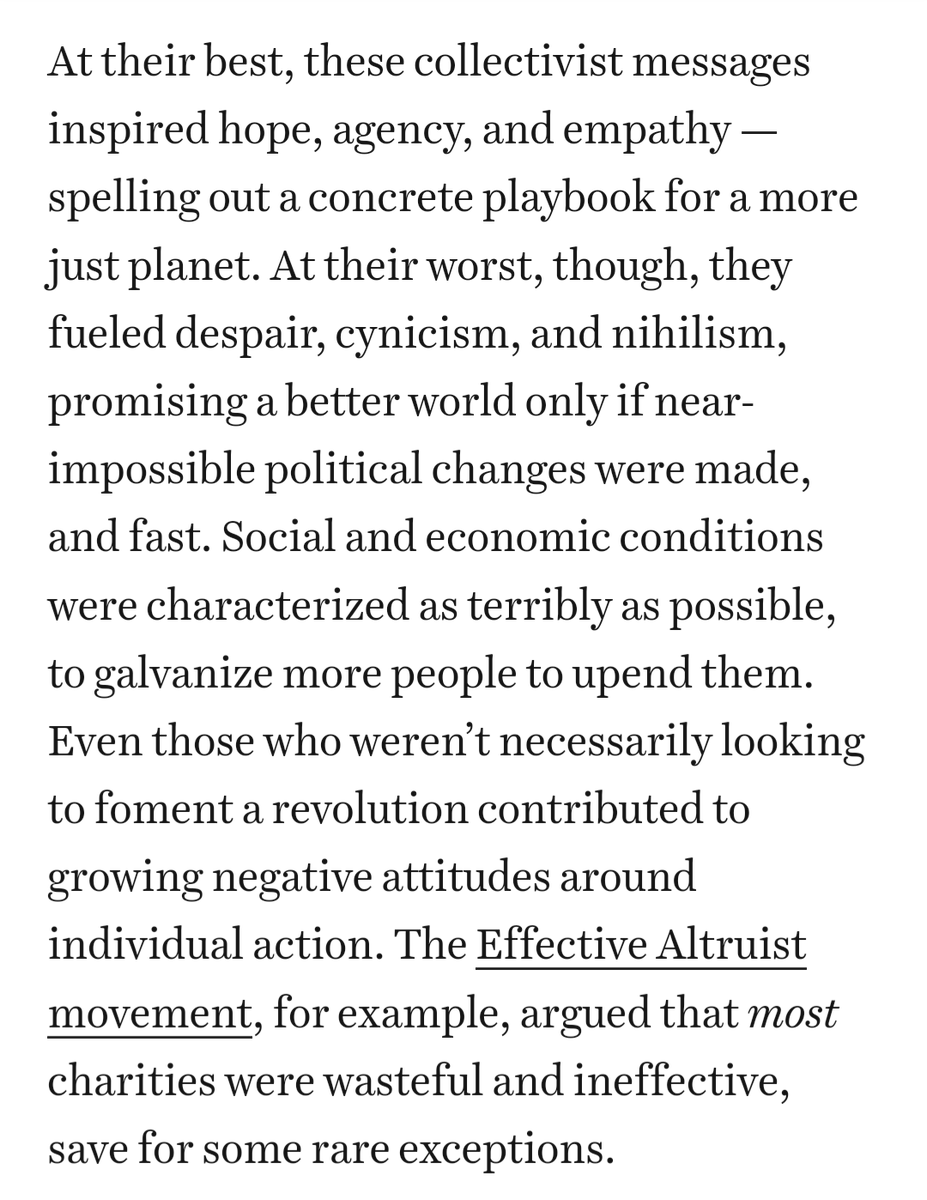 This is a fascinating story about individual action with lots of links to climate change. 

The thing is, doing _something_ helps most people feel better, whether it's not using plastic or registering people to vote. Action begets action.

vox.com/culture/368201…