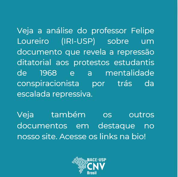 Nacecnvbrasil's tweet photo. 📚Descubra as visões conflitantes entre um professor e o chefe do 3º Exército sobre a natureza das manifestações que abalaram o Brasil e pavimentaram o caminho para o AI-5.

Link: https://t.co/bP7FQNCv2n 🌍🔍
 #Ditadura #HistóriaBrasileira #DocumentosHistóricos #Estudantes1968 https://t.co/fL5ULqf7rj