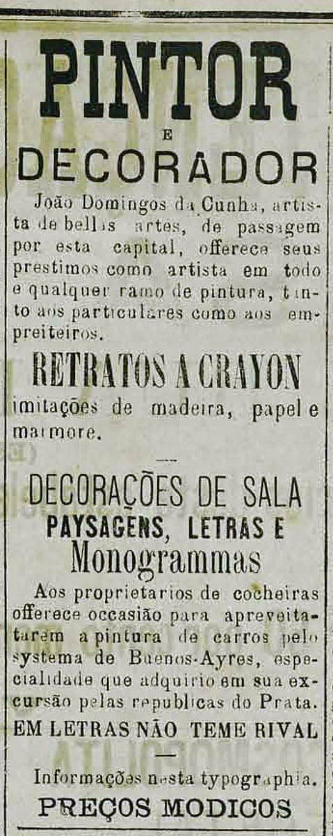 r_hoffmann's tweet photo. Aliás, olha esse anúncio de julho de 1889: além de meter um "em letras não teme rival", o Joãozinho deve ter trazido o fileteado portenho ("systema de Buenos Ayres") pra Floripa, naquela época ainda Desterro. https://t.co/Oa0bLX7aWG