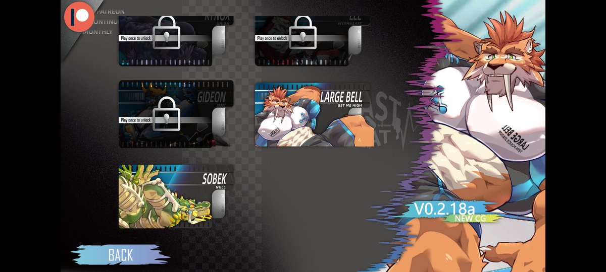 beastbeat更新0.2.18a
安卓破解，15R，可免费更新一次，后续每次更新补10R
转发点赞评论推文可免费领取游戏一款，每日限两人，带截图来
#furry游戏 #肛交 #触手 #bl游戏 #虎兽人