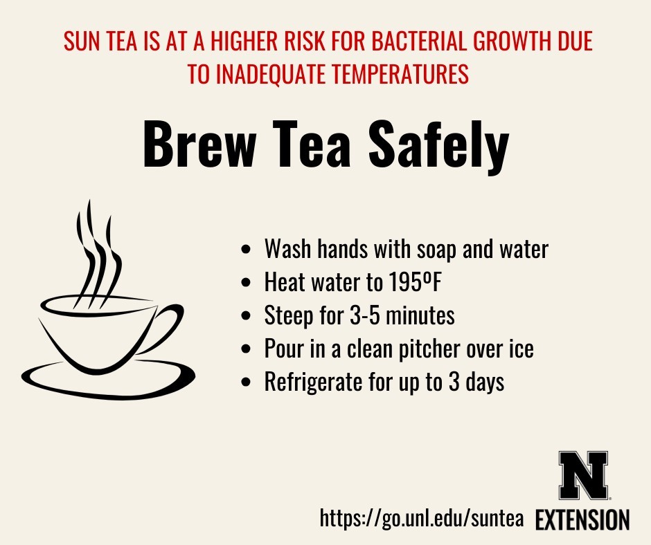 holtboyd's tweet photo. Next to water, tea is the most widely consumed beverage in the world. The heat of the summer is the perfect time to enjoy a tall glass of refreshing iced tea, but how you brew it is an important step to keeping you safe. https://t.co/0Wq0osIpN0 #UNLFoodSafety #NebraskaExtension https://t.co/VLRgkxwajL