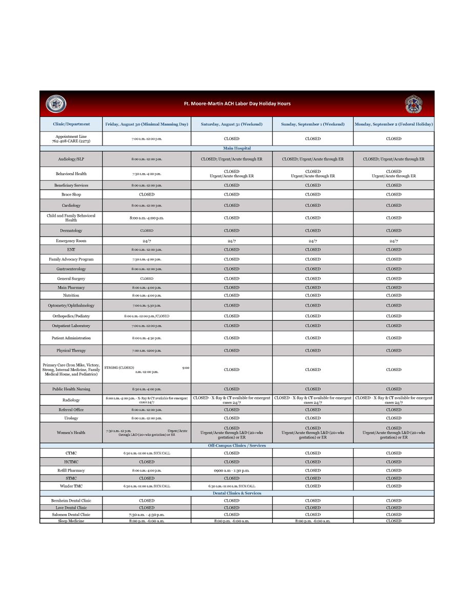 BetteratMartin's tweet photo. For your convenience and planning considerations, please see the attached Labor Day holiday hours. We thank you for choosing MACH to provide your wellness care. https://t.co/jdXDuGbZBR