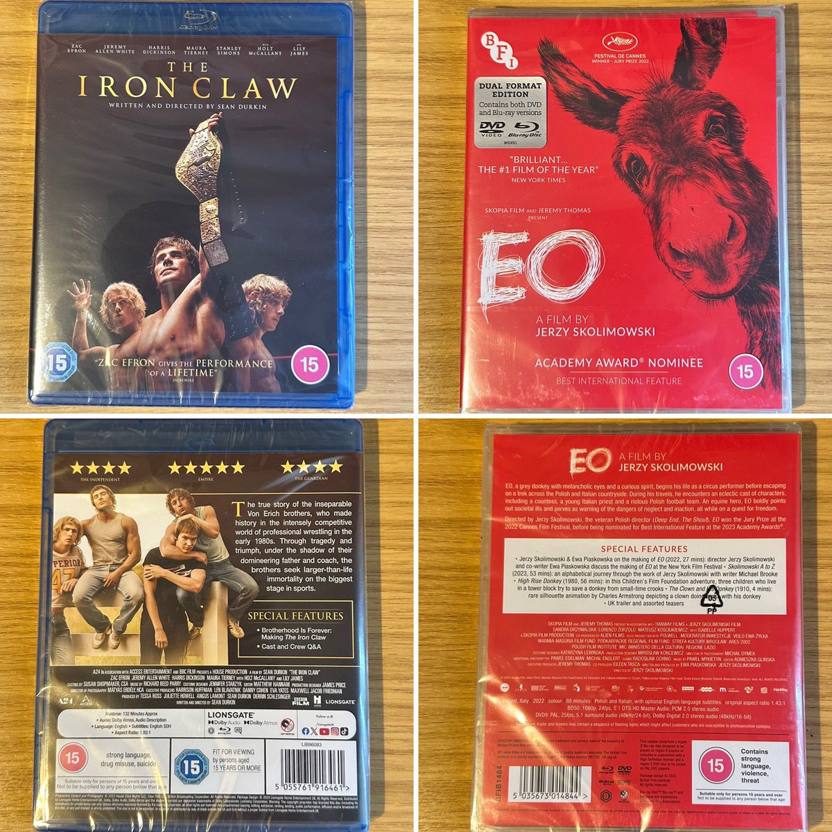 s77tux's tweet image. #LatestAdditions to my #BlurayCollection:
@ironclawmovie starring @ZacEfron, #JeremyAllenWhite &amp;amp; #LilyJames… look forward to a rewatch;
#JerzySkolimowski’s #EO, about a donkey with a curious spirit, which I can’t wait to give a first watch!
#Bluray #PhysicalMedia #KeepDiscsAlive