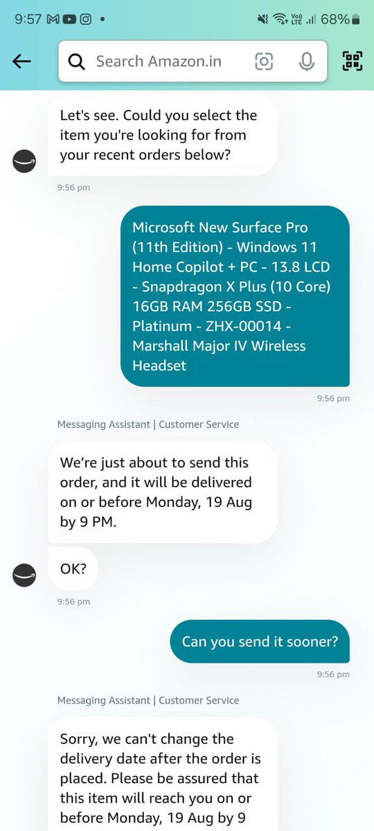 AnkitBhuta's tweet photo. @amazonIN just got conned by Amazon, ordered a ₹113999 Microsoft Surface Pro 11 laptop along with Marshall Major 4 headphones which were part of a deal for ordering on the day of launch. Got the laptop, didn’t get the headphones. As per CC blatant lie, everything was delivered. https://t.co/kgnFESrRoU