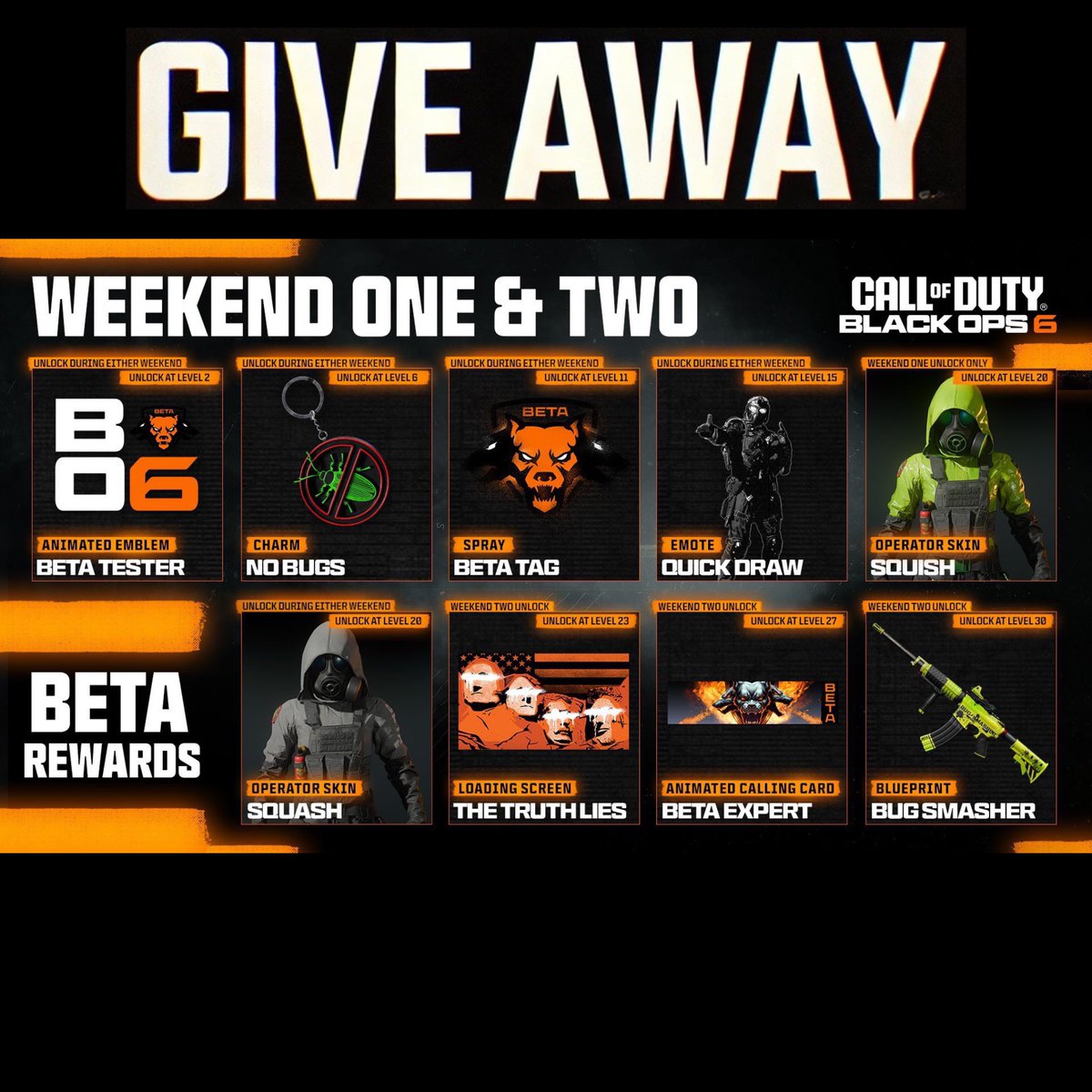 BlackOps7Media's tweet image. 🎉 NEW: #BlackOps6 BETA Give-away 🎉

We’re giving away 5 #BlackOps 6 Beta keys! 🔥

To participate 👇

1️⃣ FOLLOW us &amp;amp; @BetaSeller 
2️⃣ LIKE &amp;amp; Retweet this tweet

🏆Winners Announced on August 28🏆