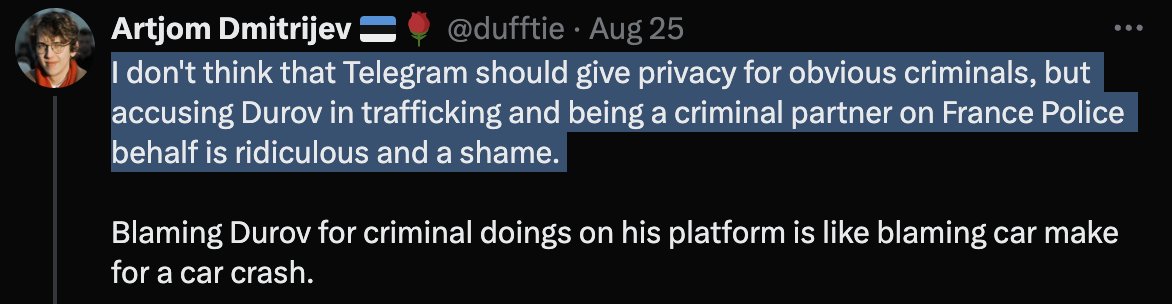 dufftie's tweet photo. 5.4) And that wasn't even my opinion. For extra talanted individuals I clarified, that I don't think that telegram should give any privacy to criminals. Please, for God sake, try to expand you attention span from 280 letters to at least 560. https://t.co/StJORA14af
